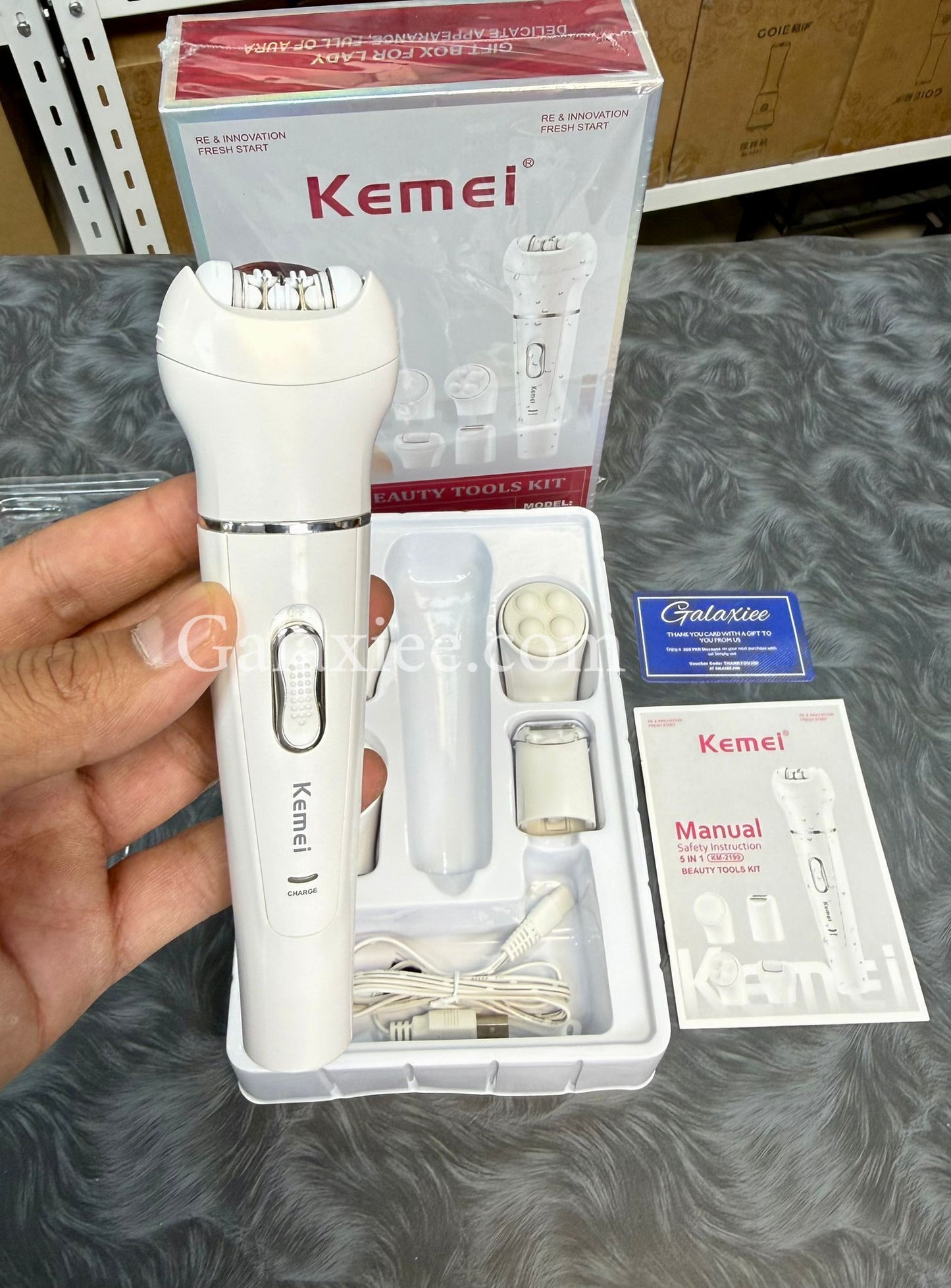 Kemei KM-2199 5-in-1 Epilator Beauty Kit Rechargeable Galaxiee