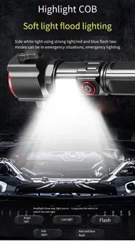 Laser LED Tactical Imported Flashlight With 1Km Range and long lasting backup - Galaxiee.com