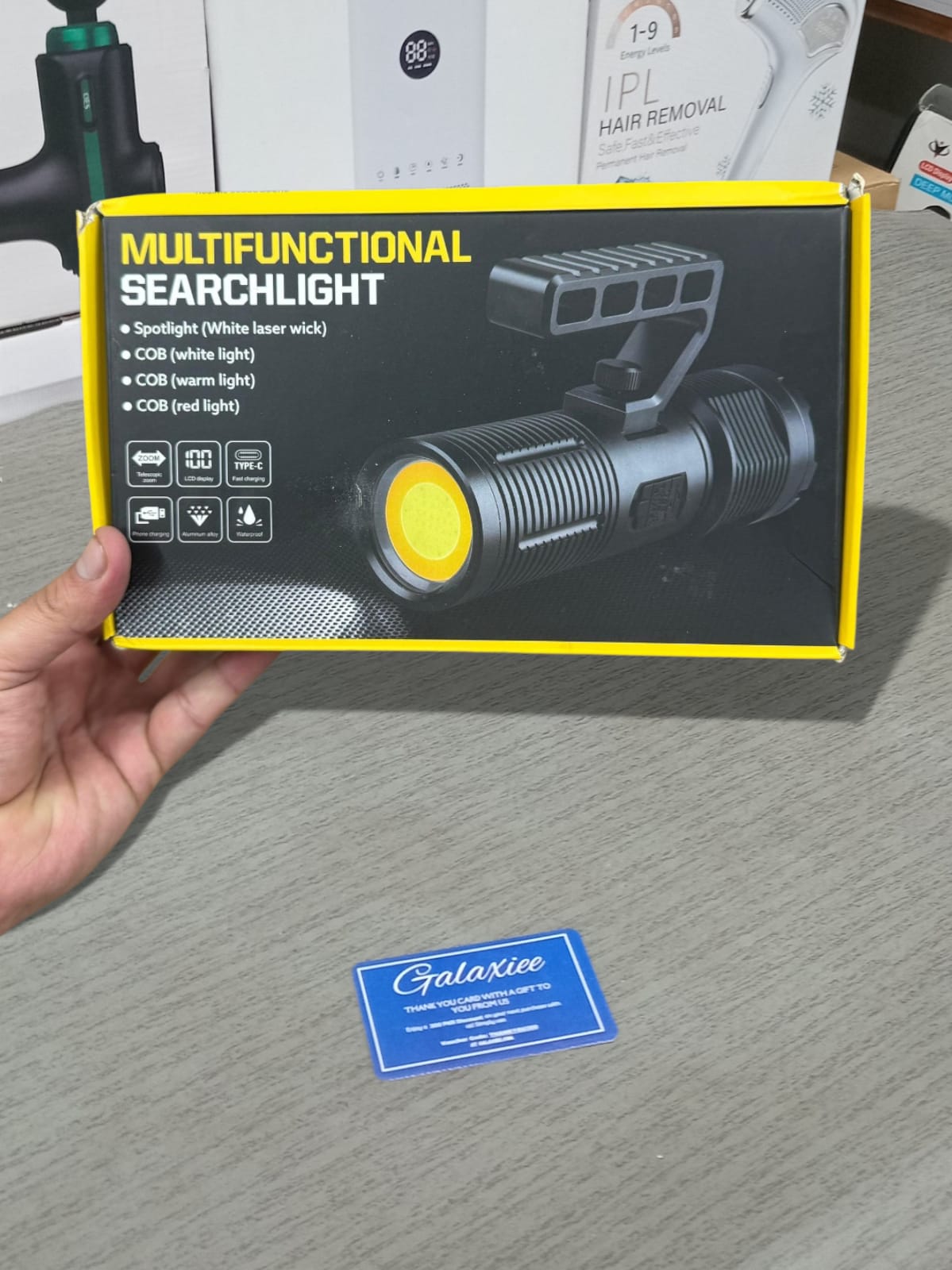 Multifunctional LED Searchlight – Spotlight, COB Light, Power Bank & Type-C Charging - Buy Online Pakistan | Galaxiee.com