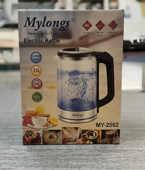 Mylongs 2.5L Glass Electric Kettle 1500W - Buy Online Pakistan | Galaxiee.com