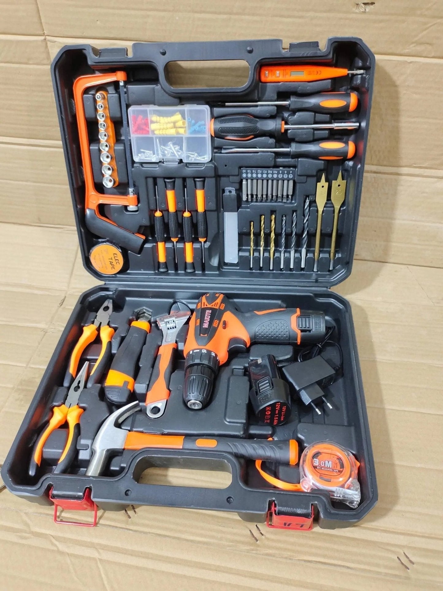 Power Tools Combo Kit Tool Set with 84pcs Accessories Toolbox and 12V Cordless Drill Set for Home Cordless Repair Tool Kit - Galaxiee.com