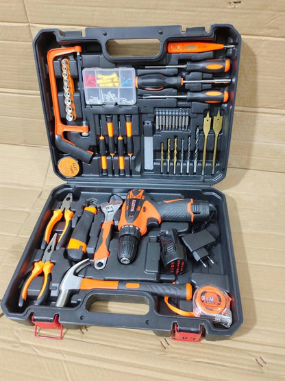 Power Tools Combo Kit Tool Set with 84pcs Accessories Toolbox and 12V Cordless Drill Set for Home Cordless Repair Tool Kit - Galaxiee.com