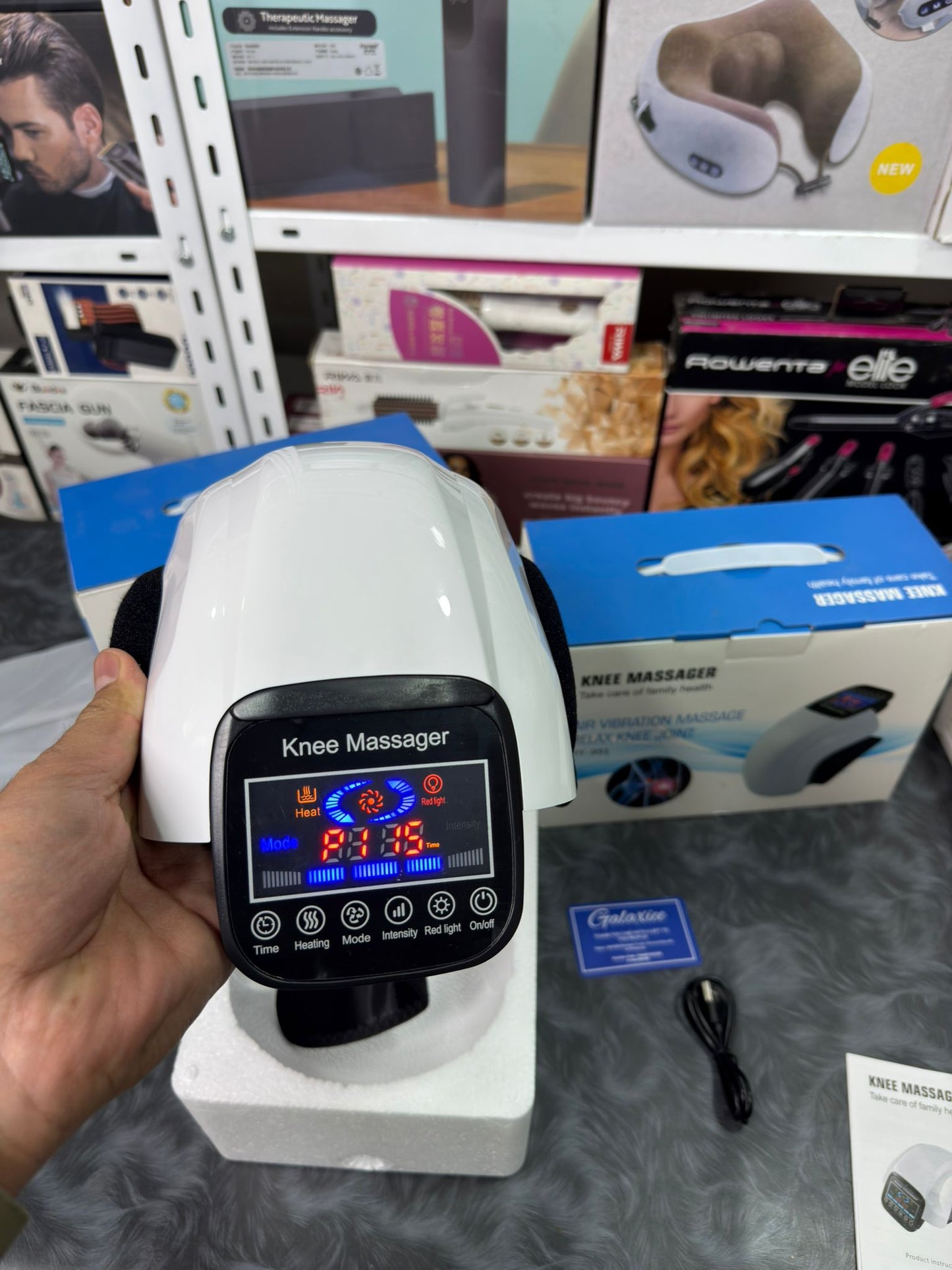 Rechargeable Knee Massager with Heating & Vibration – Large LED Display, 2400mAh Battery - Buy Online Pakistan | Galaxiee.com