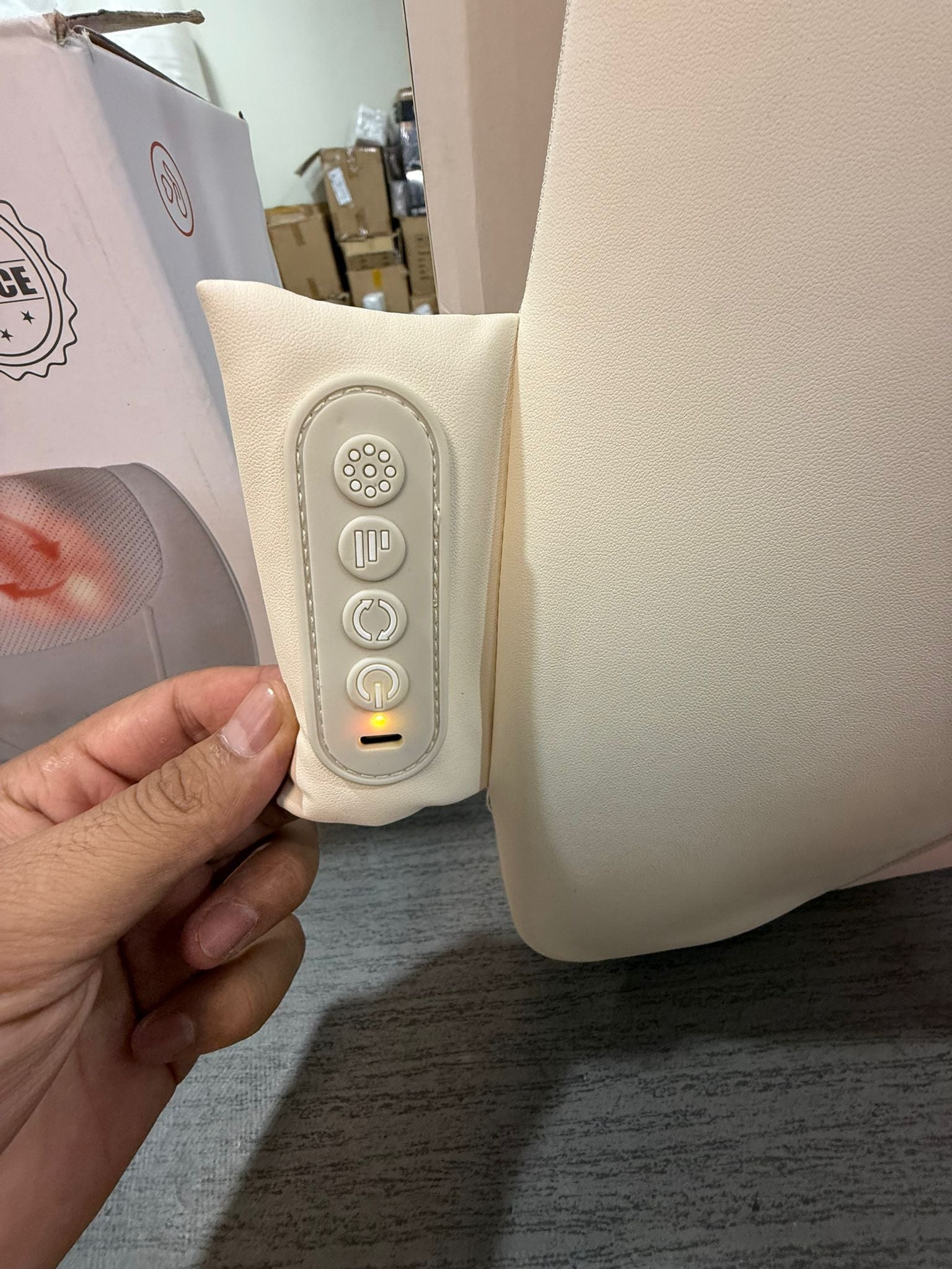Rechargeable Massage Backrest – 2000mAh Battery | Forward & Reverse Massage + Heat Compr - Buy Online Pakistan | Galaxiee.com