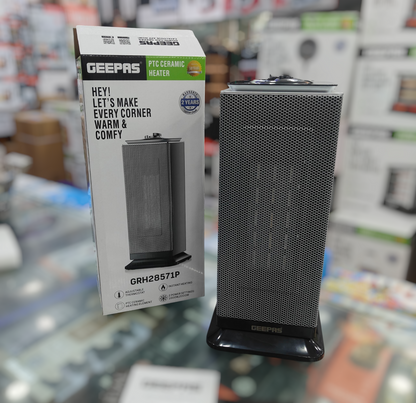 Geepas PTC Ceramic Fan Heater GRH-28571 – 2000W Warm & Cool Air, Safety Tip-Over, Oscillating Heater