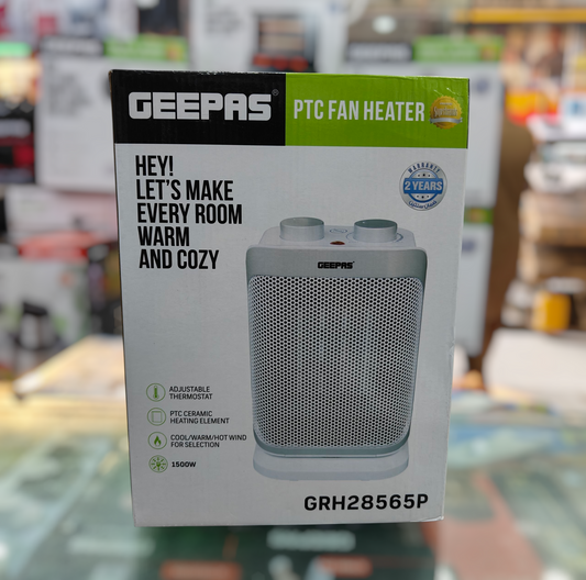 Geepas PTC Ceramic Fan Heater – GRH28585 | 1500W Safe & Efficient Room Heater with Cool/Warm/Hot Modes
