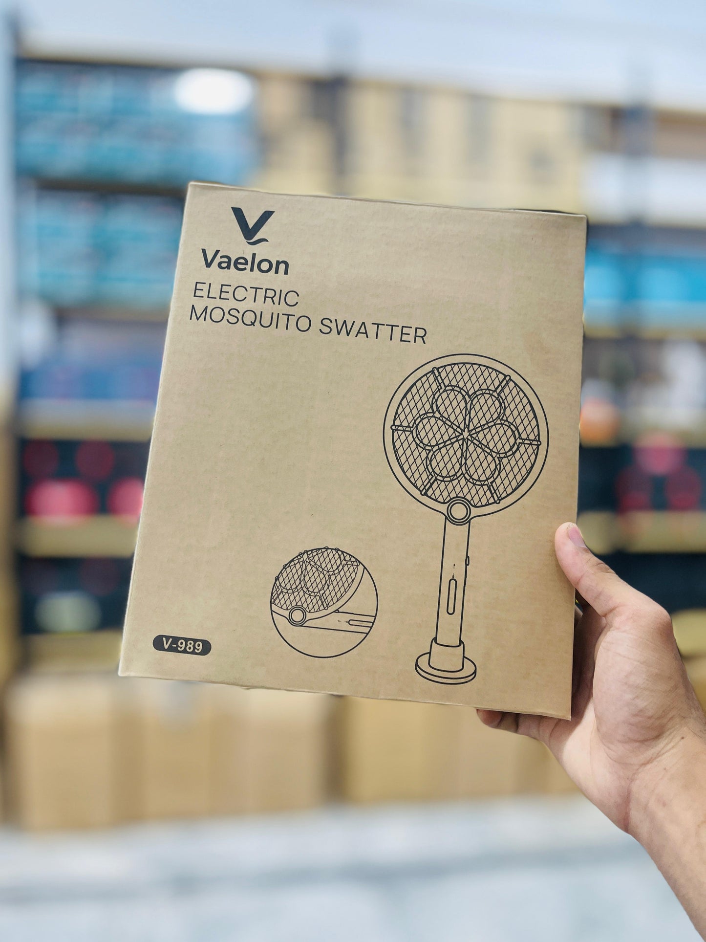 Vaelon V-989 Electric Mosquito Swatter Racket – Rechargeable Bug Zapper with LED Light | USB Type-C Mosquito Killer