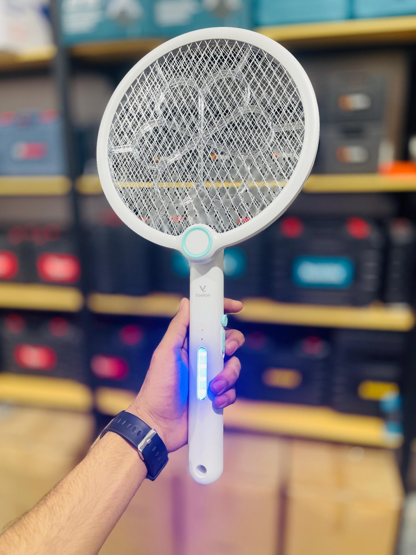 Vaelon V-989 Electric Mosquito Swatter Racket – Rechargeable Bug Zapper with LED Light | USB Type-C Mosquito Killer