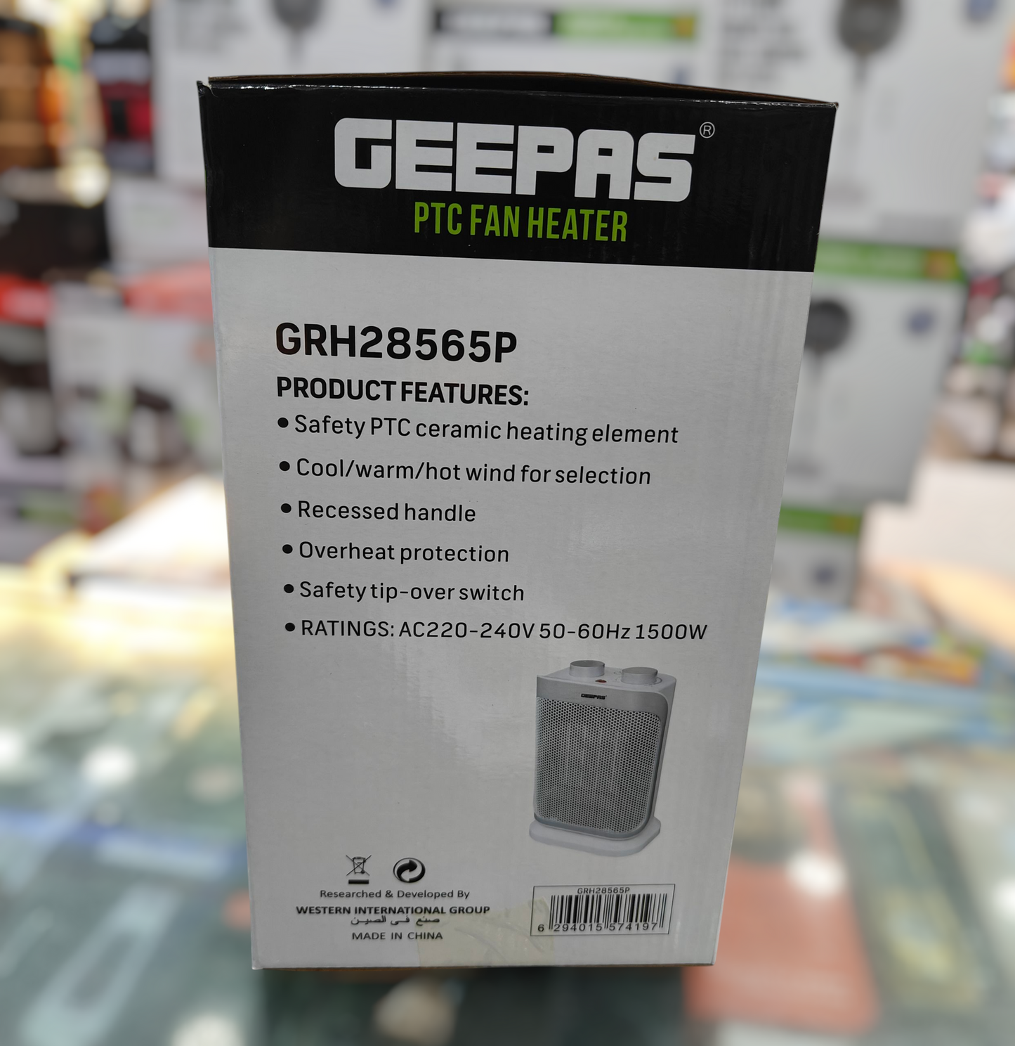 Geepas PTC Ceramic Fan Heater – GRH28585 | 1500W Safe & Efficient Room Heater with Cool/Warm/Hot Modes