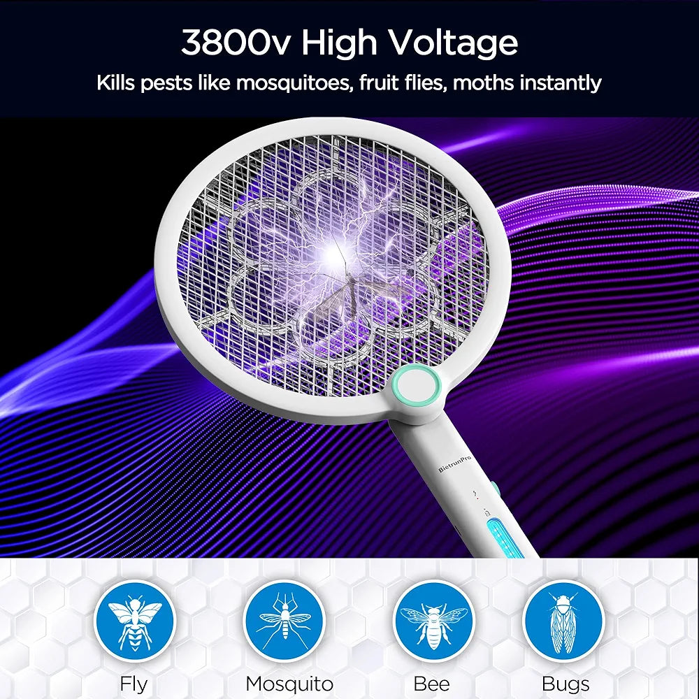 Vaelon V-989 Electric Mosquito Swatter Racket – Rechargeable Bug Zapper with LED Light | USB Type-C Mosquito Killer
