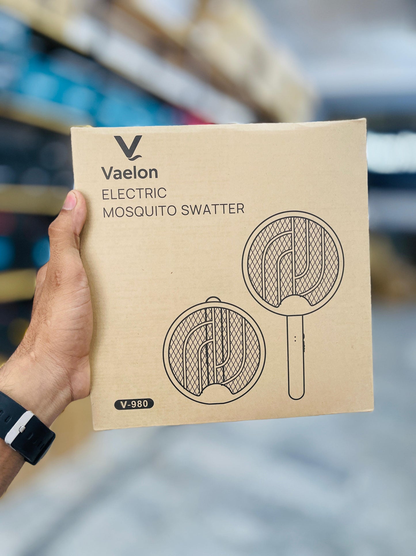 Vaelon Electric Mosquito Swatter V-980 – Rechargeable USB Mosquito Killer Racket with LED Light