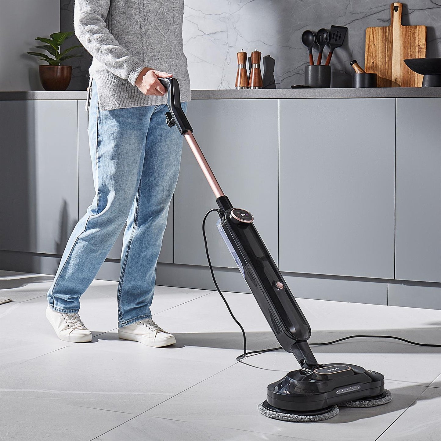 GEEPAS Digital Steam Mop Upright Floor Cleaner – 2-Mode Steam Cleaner for Tiles, Marble, Laminate & Wood Floors