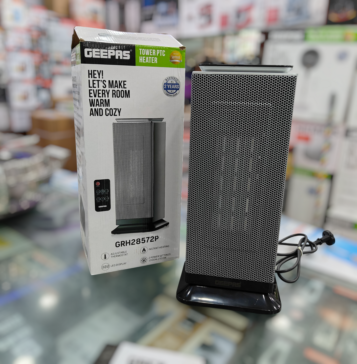 Geepas PTC Touch Remote Ceramic Fan Heater GRH28572P – 2000W Fast Room Heating