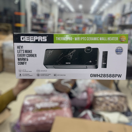 Geepas Thermopro WiFi PTC Ceramic Wall Heater 28588 – 2000W Smart Heater with Remote, Timer & Glass Panel