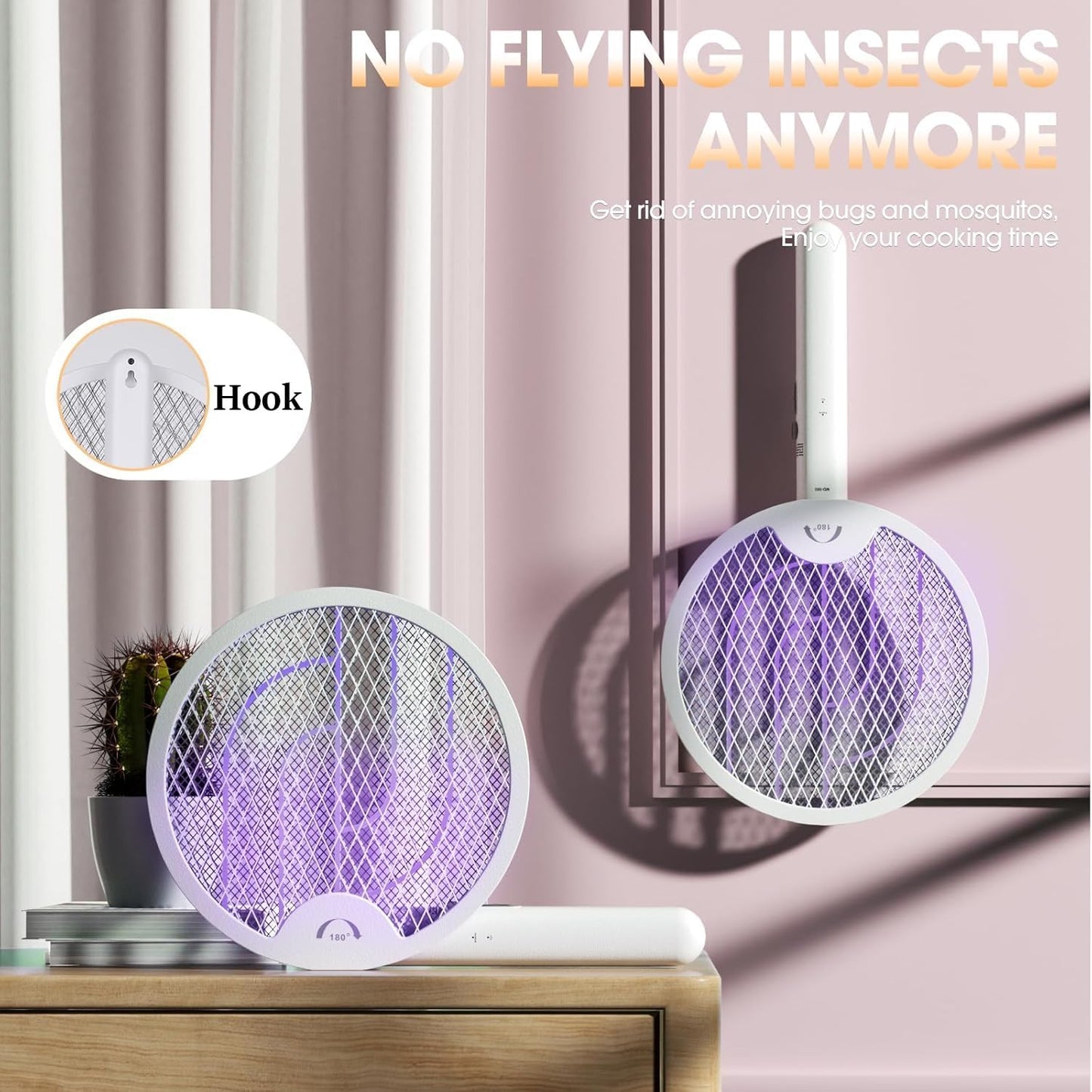 Vaelon Electric Mosquito Swatter V-980 – Rechargeable USB Mosquito Killer Racket with LED Light
