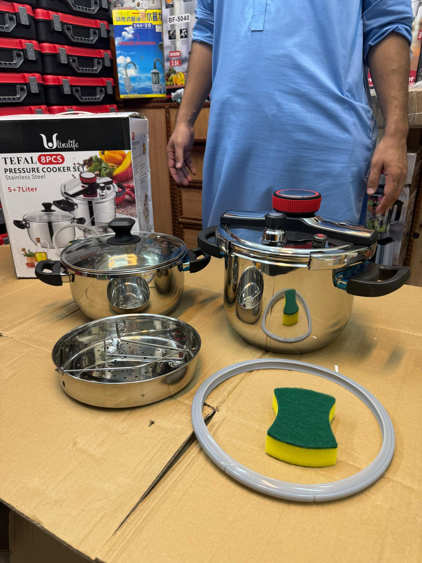 Tefal 3 in 1 pressure cooker set 7+5 L