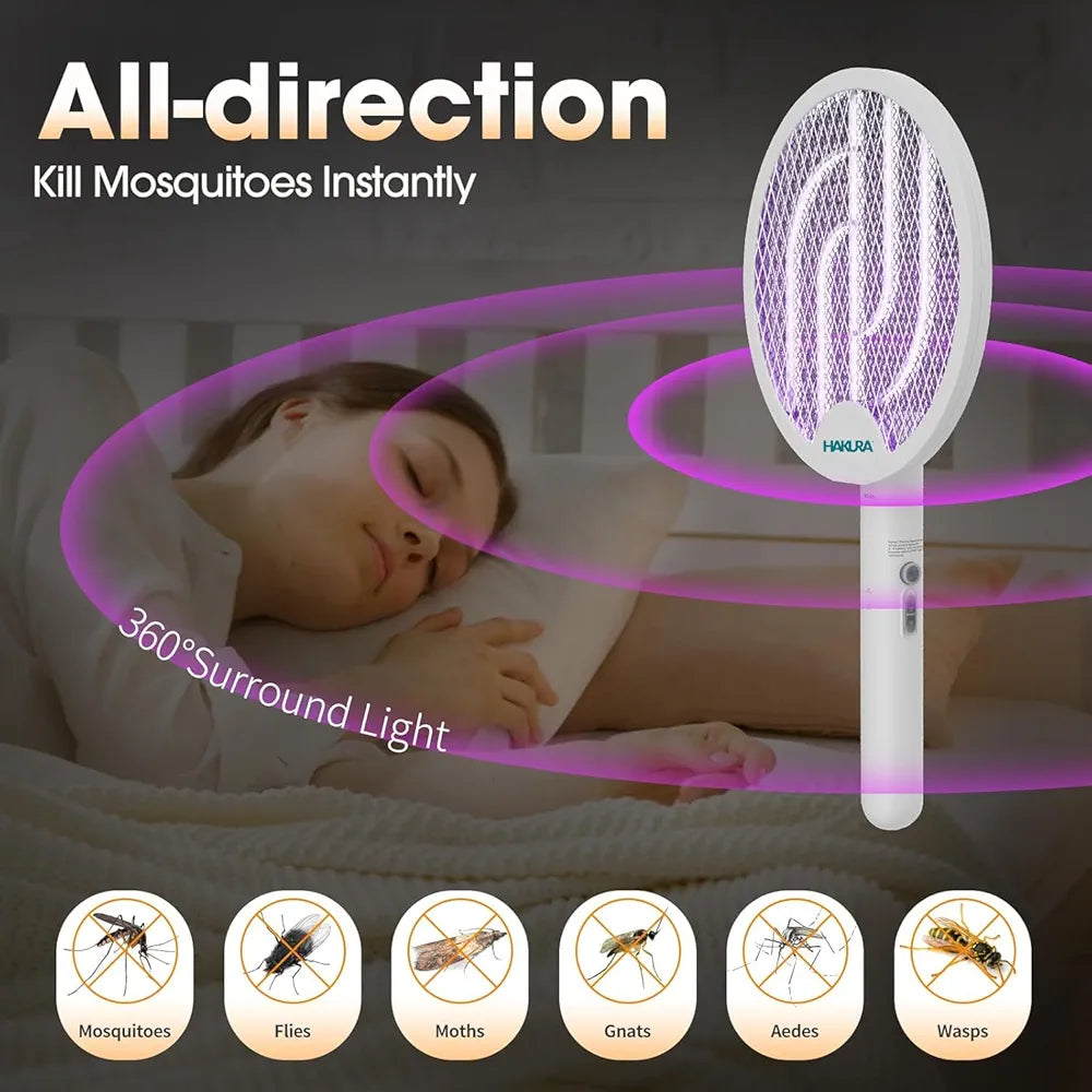 Vaelon Electric Mosquito Swatter V-980 – Rechargeable USB Mosquito Killer Racket with LED Light