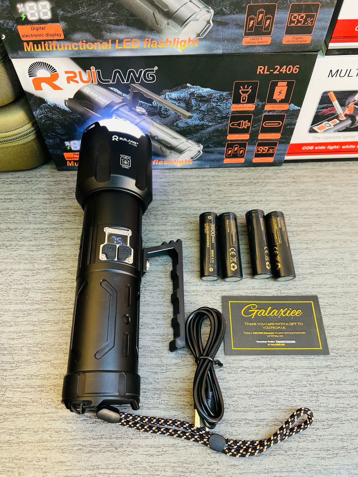 Ruilang RL-2406 Rechargeable LED Flashlight with Power Bank - Buy Online Pakistan | Galaxiee.com