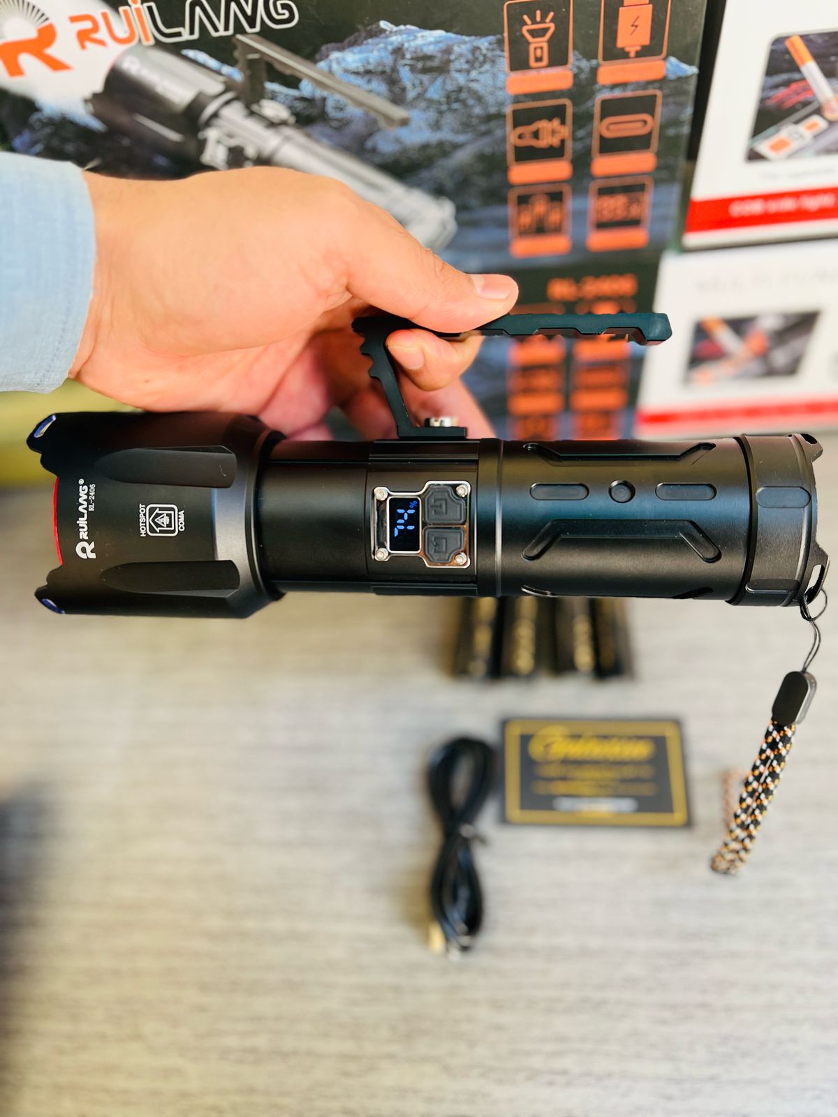 Ruilang RL-2406 Rechargeable LED Flashlight with Power Bank - Buy Online Pakistan | Galaxiee.com