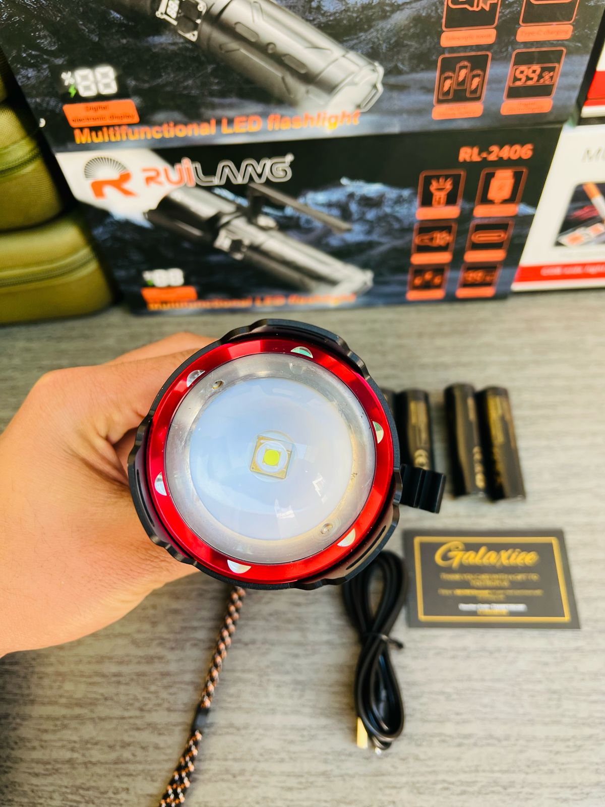 Ruilang RL-2406 Rechargeable LED Flashlight with Power Bank - Buy Online Pakistan | Galaxiee.com