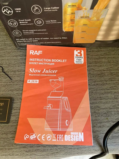 Slow Press Juicer RAF  Vegetable & Fruit Extractor Juicer Machine - Buy Online Pakistan | Galaxiee.com