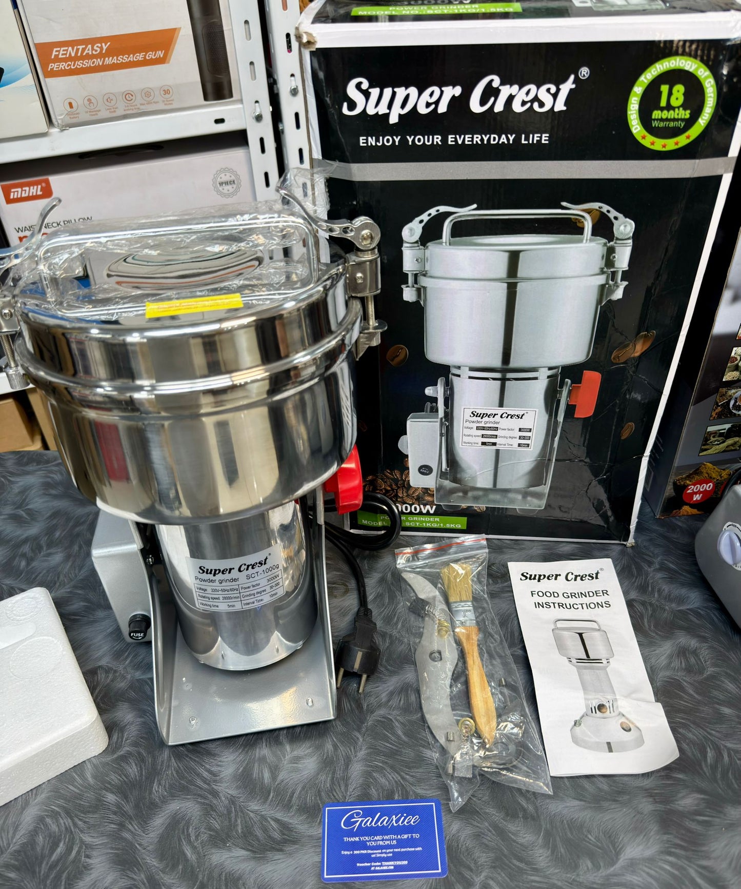 Super Crest SCT-1000g Stainless Steel Powder Grinder – 3000W High-Speed Electric Spice & - Buy Online Pakistan | Galaxiee.com