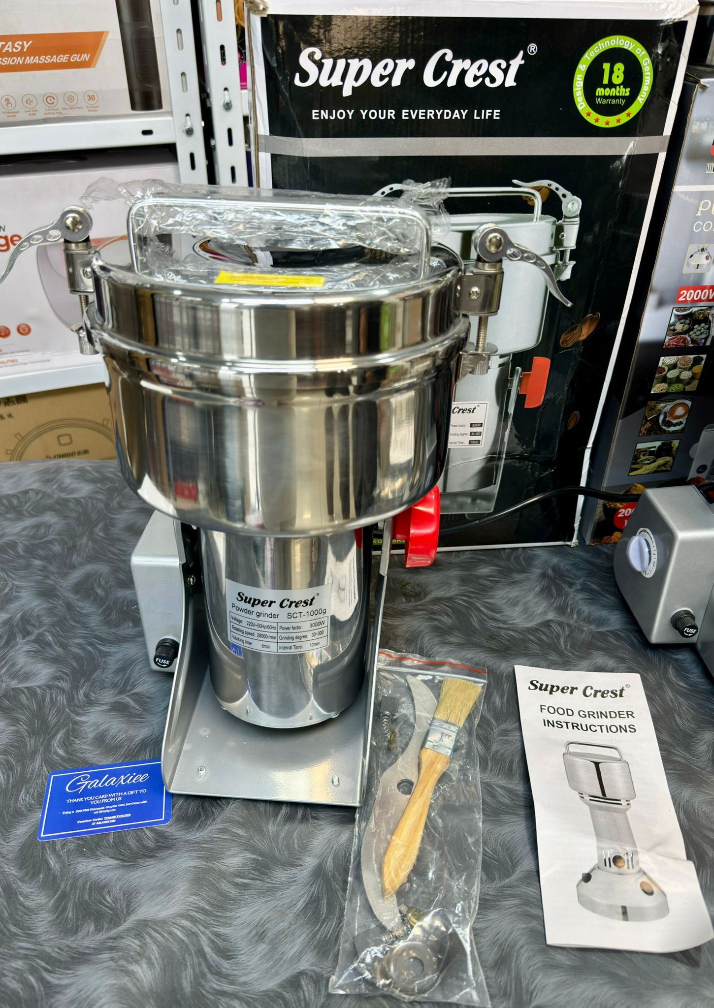 Super Crest SCT-1000g Stainless Steel Powder Grinder – 3000W High-Speed Electric Spice & - Buy Online Pakistan | Galaxiee.com
