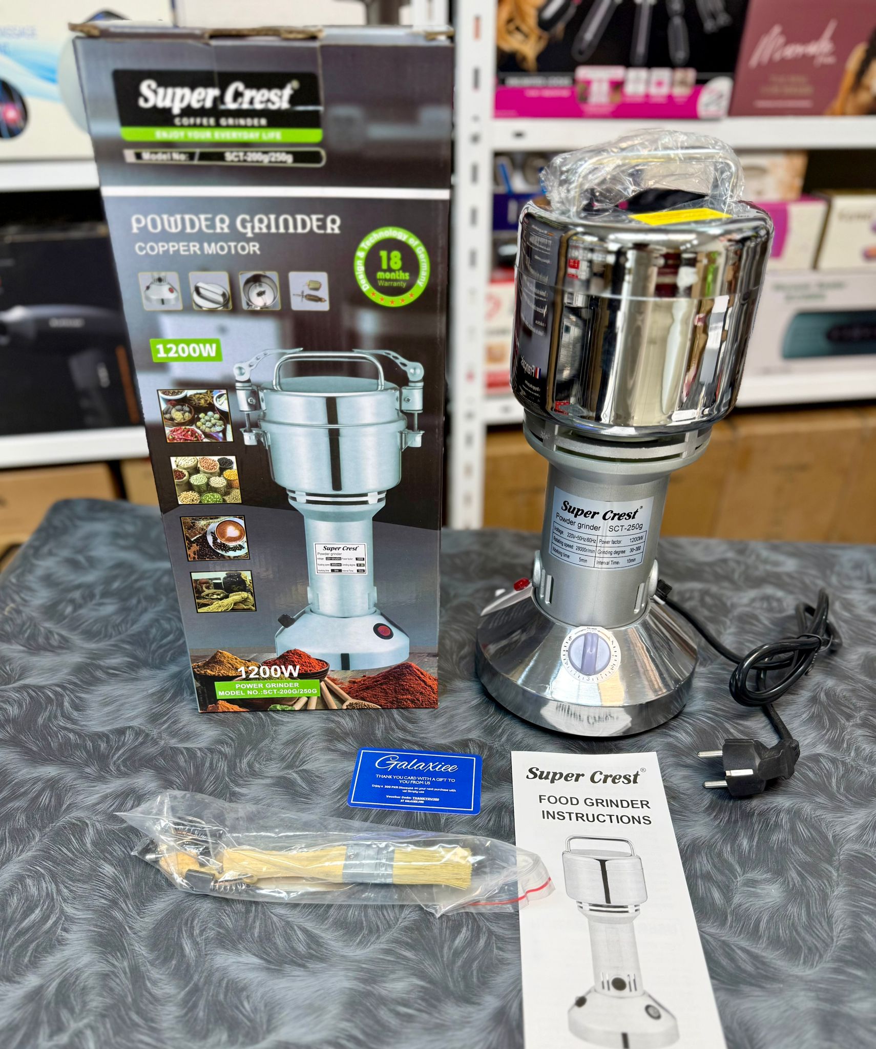 Super Crest SCT-250g Stainless Steel Powder Grinder – 1200W High-Speed Electric Spice & - Buy Online Pakistan | Galaxiee.com