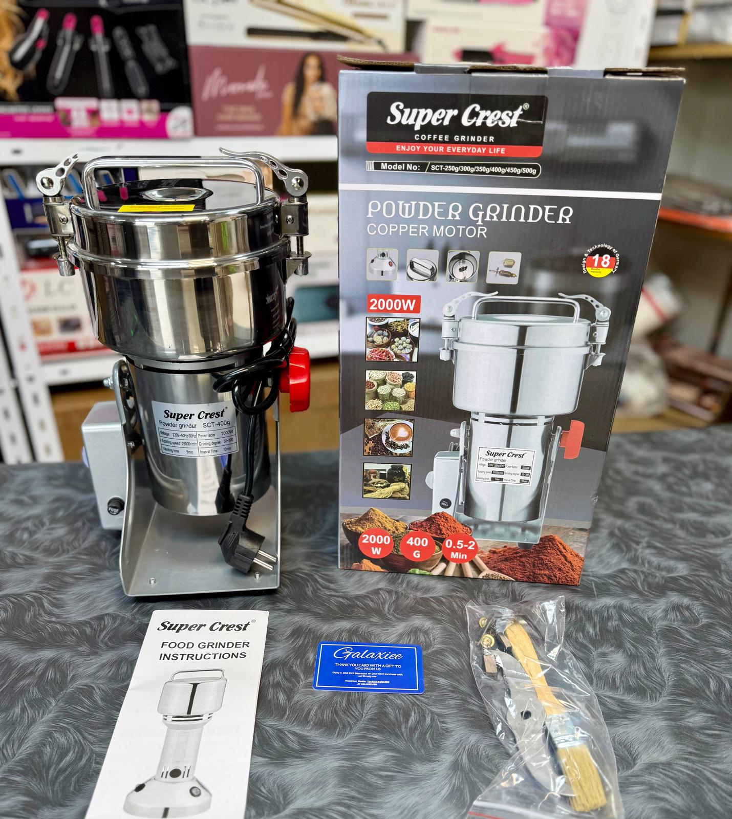 Super Crest SCT-400g Stainless Steel Powder Grinder – 2000W High-Speed Electric Spice & - Buy Online Pakistan | Galaxiee.com