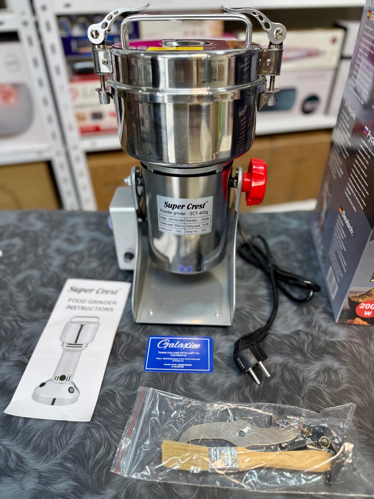 Super Crest SCT-400g Stainless Steel Powder Grinder – 2000W High-Speed Electric Spice & - Buy Online Pakistan | Galaxiee.com