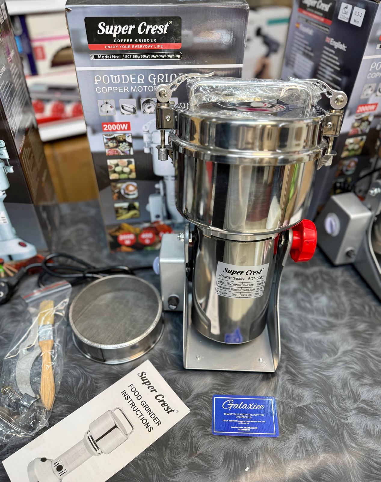Super Crest SCT-500g Stainless Steel Powder Grinder – 2000W High-Speed Electric Spice & - Buy Online Pakistan | Galaxiee.com