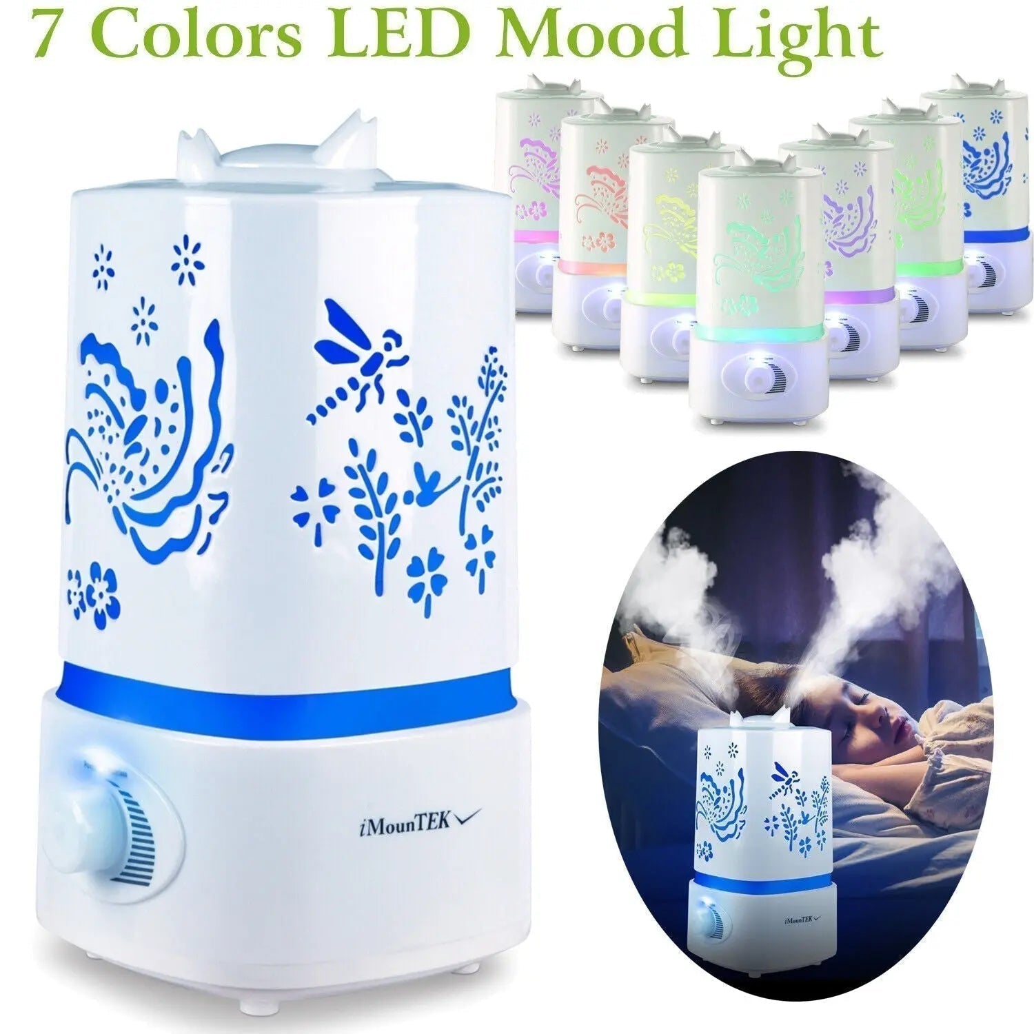 Ultrasonic Aroma Diffuser/Humidifier with 7 Color LED - Buy Online Pakistan | Galaxiee.com