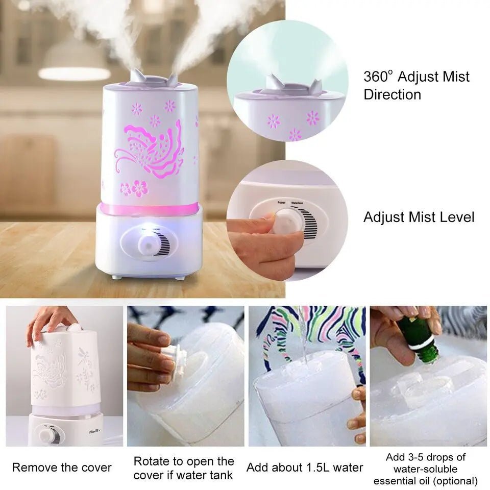 Ultrasonic Aroma Diffuser/Humidifier with 7 Color LED - Buy Online Pakistan | Galaxiee.com