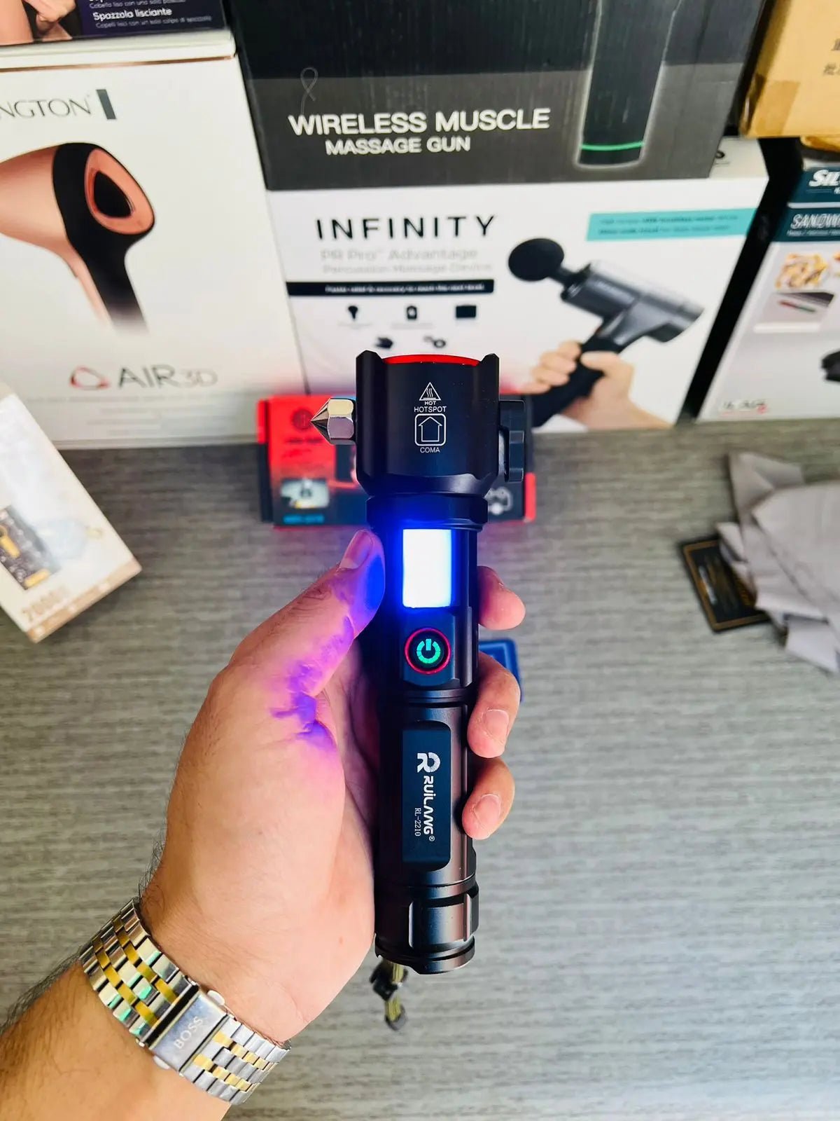 Waterproof Laser LED Tactical t With1Km range flashlight and long lasting backup | Impor - Buy Online Pakistan | Galaxiee.com
