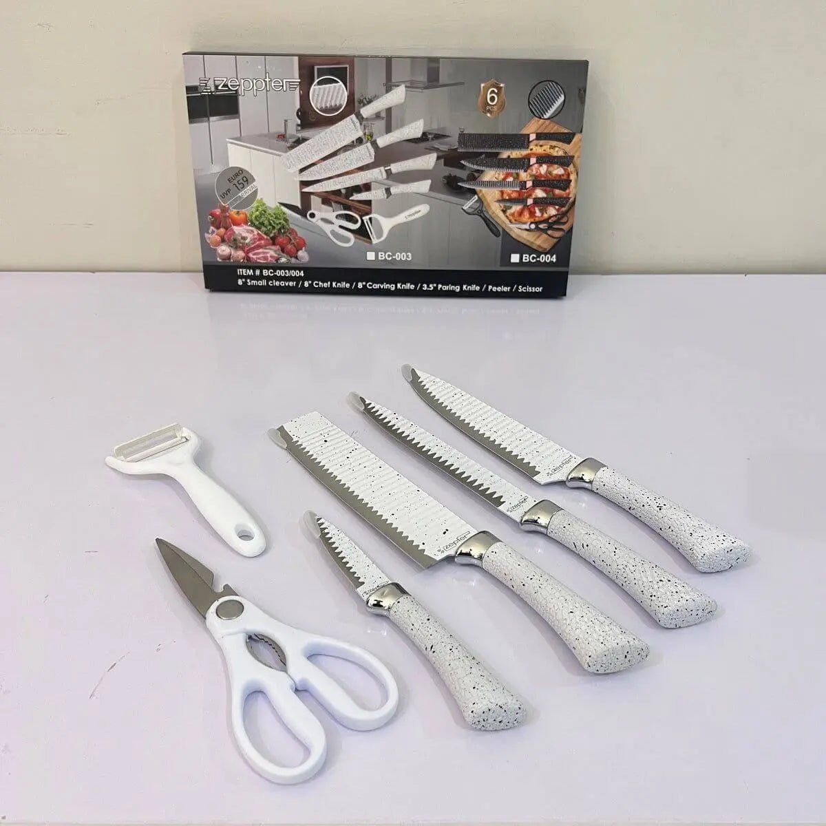 Zepter 6 in 1 Kitchen knives set with peeler & Scissor – Made for Europe – Poland Lot ImportHigh quality - Galaxiee.com