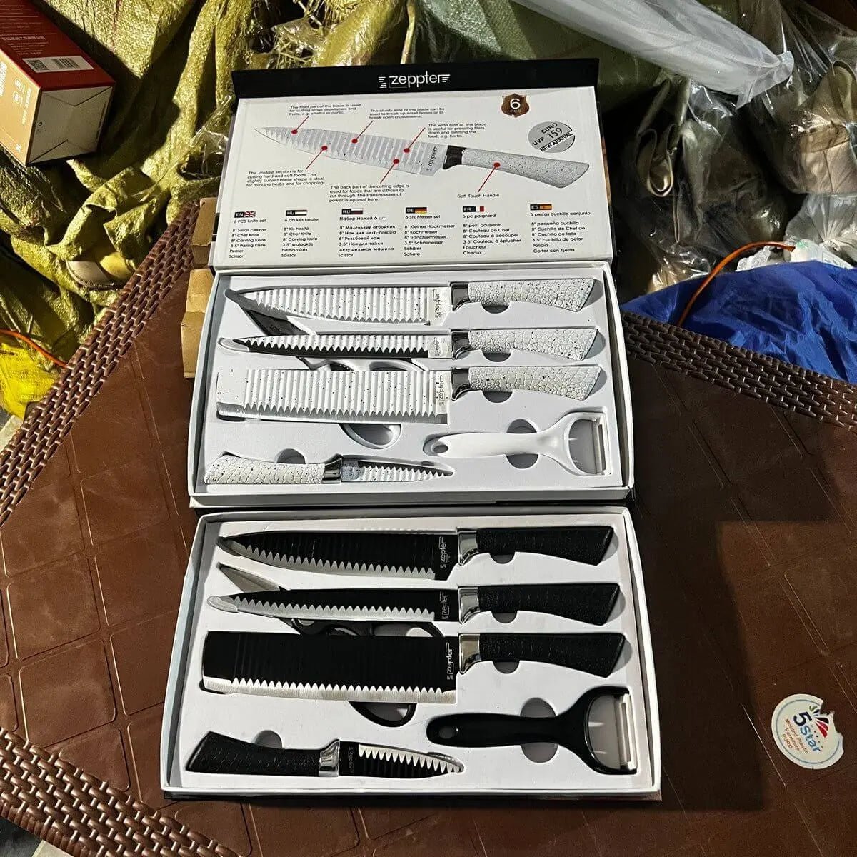 Zepter 6 in 1 Kitchen knives set with peeler & Scissor – Made for Europe – Poland Lot ImportHigh quality - Galaxiee.com