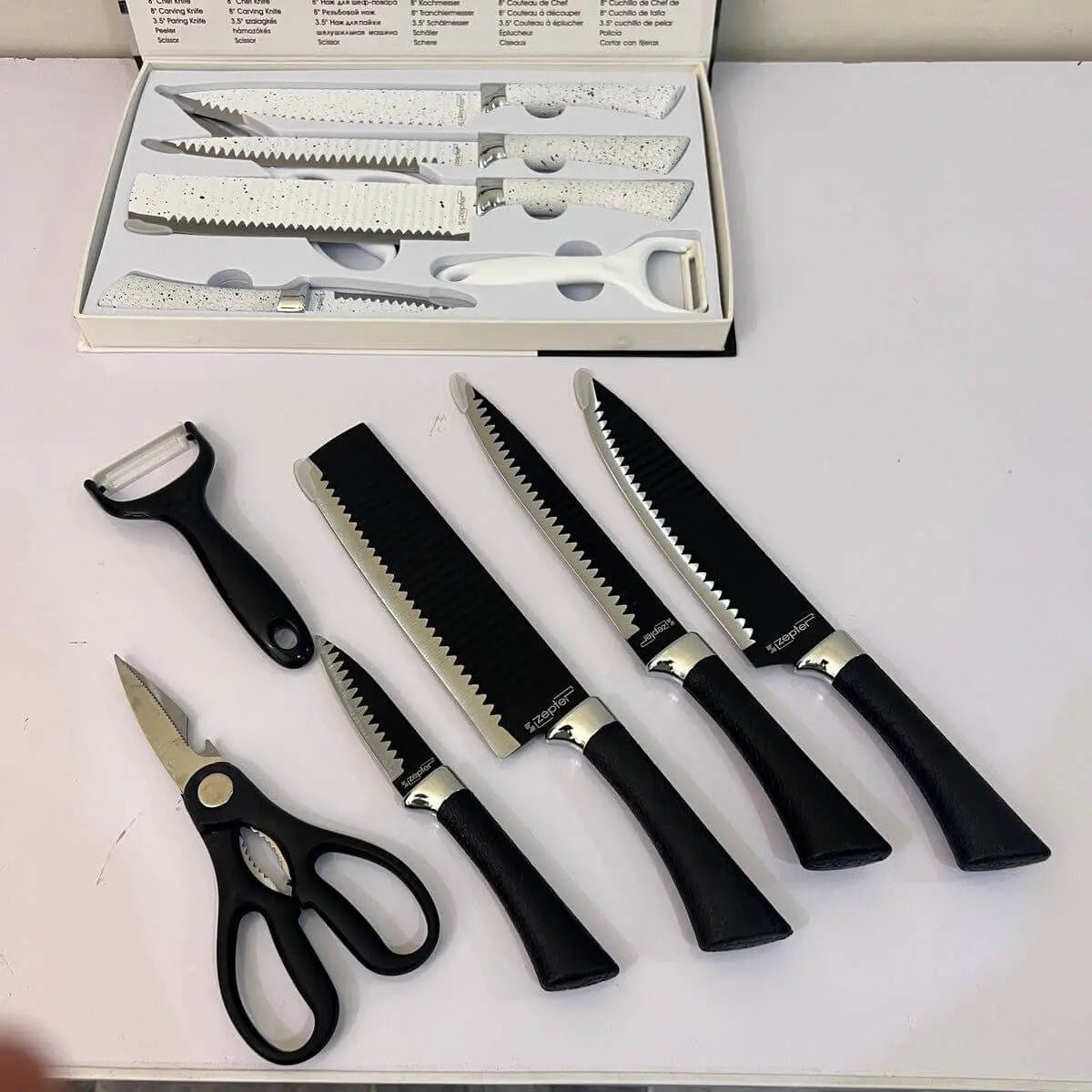 Zepter 6 in 1 Kitchen knives set with peeler & Scissor – Made for Europe – Poland Lot ImportHigh quality - Galaxiee.com